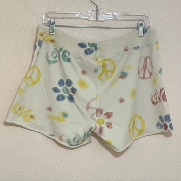 RARE Lucky Brand ☮︎︎ Watercolor Peace Love Sweat Shorts ☮︎︎ size Large - Picture 2 of 8